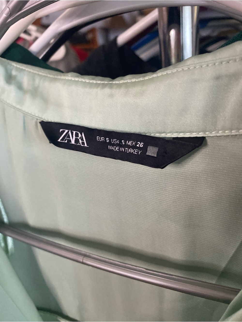 Zara Mint Green Silky Button-Up Blouse - Picture 2 of 2